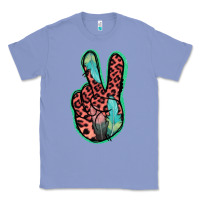 Colony Blue Feather Pink Leopard Peace Sign Classic Tee - Jasminsmagicworld