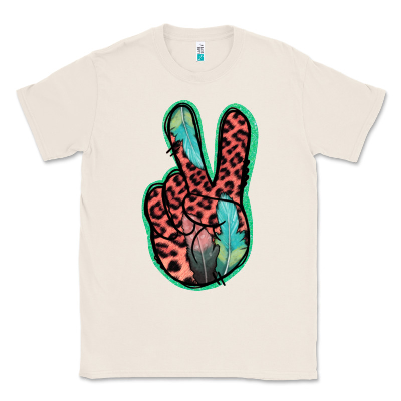 Feather Pink Leopard Peace Sign Classic Tee by Jasminsmagicworld | Teevron