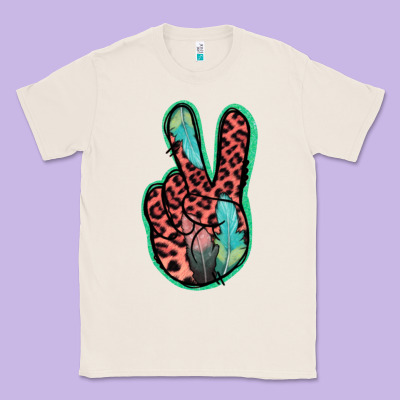 Feather Pink Leopard Peace Sign Classic Tee Designed By Jasminsmagicworld