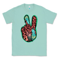Seafoam Feather Pink Leopard Peace Sign Classic Tee - Jasminsmagicworld