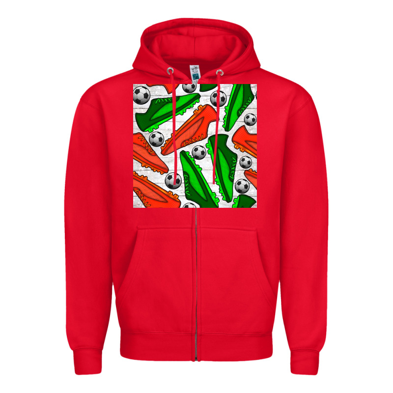 Soccer Shoes Seamless Pattern Zipper Hoodie by BundleAndBundleShop | Teevron