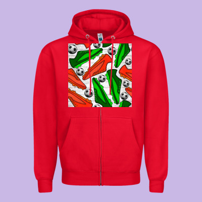 Soccer Shoes Seamless Pattern Zipper Hoodie Designed By Bundleandbundleshop