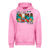 Fuchsia Pink Glitter Dirt Mama Of Both Cow Flowers Urban Hoodie - CowCowDesign