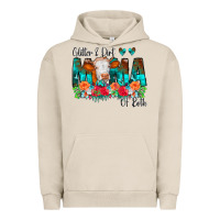 Pigment French Oak Glitter Dirt Mama Of Both Cow Flowers Urban Hoodie - CowCowDesign