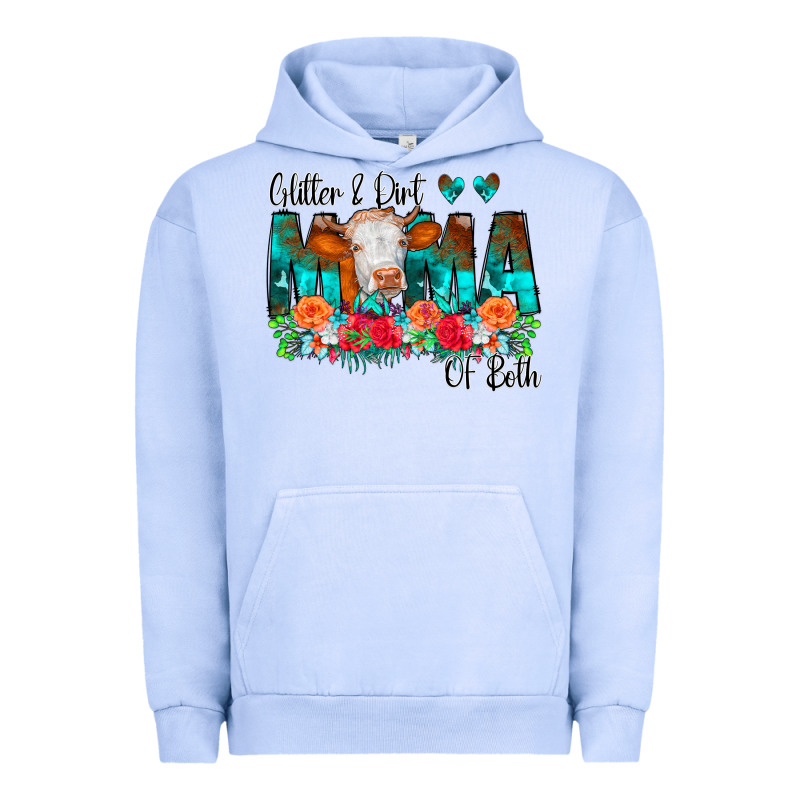 Glitter Dirt Mama Of Both Cow Flowers Urban Hoodie by CowCowDesign | Teevron