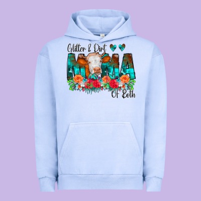Glitter Dirt Mama Of Both Cow Flowers Urban Hoodie Designed By Cowcowdesign