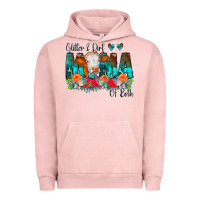 Pigment Salmon Glitter Dirt Mama Of Both Cow Flowers Urban Hoodie - CowCowDesign