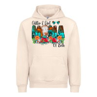 Sandshell Glitter Dirt Mama Of Both Cow Flowers Urban Hoodie - CowCowDesign