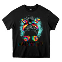 Black tie dye momlife messy bun Heavy Core Tee - BarkalooDesign