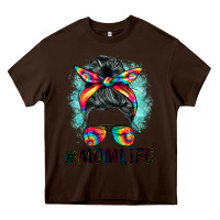 Chocolate Brown tie dye momlife messy bun Heavy Core Tee - BarkalooDesign