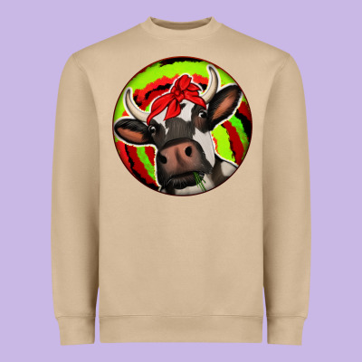 Christmas Cow Heavyweight Sweatshirt Designed By Jasminsmagicworld