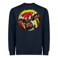 Navy Christmas Cow Heavyweight Sweatshirt - Jasminsmagicworld