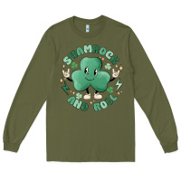 Army Green shamrock and roll Long Sleeve Tee - MaliasSmallBusiness