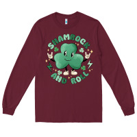 Burgundy shamrock and roll Long Sleeve Tee - MaliasSmallBusiness