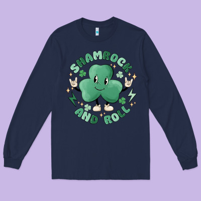 Shamrock And Roll Long Sleeve Tee Designed By Maliassmallbusiness