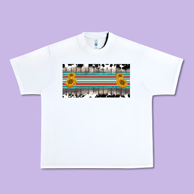 Western Cowhide Serape Sunflower Mama License Plate Urban Heavy Tee Designed By Barkaloodesign