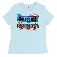 Baby Blue baseball grandma with leopard Ladies Tee - Zillion Design Studio