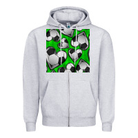 Heather Grey soccer hearts seamless pattern Zipper Hoodie - BundleAndBundleShop