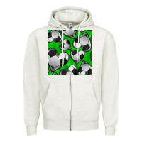 Oatmeal Heather soccer hearts seamless pattern Zipper Hoodie - BundleAndBundleShop
