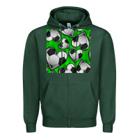 Sports Green soccer hearts seamless pattern Zipper Hoodie - BundleAndBundleShop