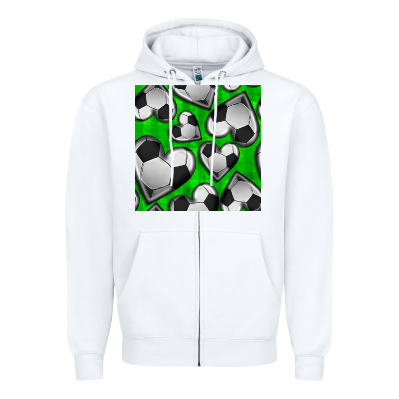Soccer Hearts Seamless Pattern Zipper Hoodie by BundleAndBundleShop | Teevron