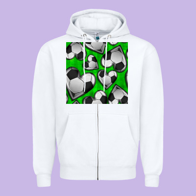 Soccer Hearts Seamless Pattern Zipper Hoodie Designed By Bundleandbundleshop