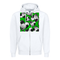 White soccer hearts seamless pattern Zipper Hoodie - BundleAndBundleShop