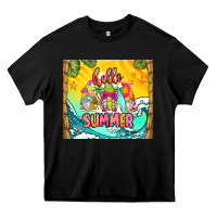 Black hello summer gnomes Heavy Core Tee - Zillion Design Studio