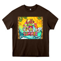Chocolate Brown hello summer gnomes Heavy Core Tee - Zillion Design Studio