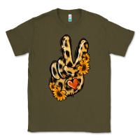 Army Green Leopard Sunflower Peace Sign Classic Tee - Jasminsmagicworld