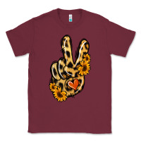 Burgundy Leopard Sunflower Peace Sign Classic Tee - Jasminsmagicworld