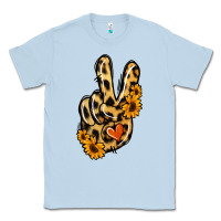 Dusty Blue Leopard Sunflower Peace Sign Classic Tee - Jasminsmagicworld