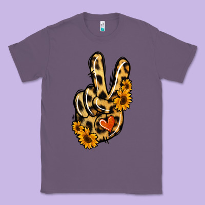 Leopard Sunflower Peace Sign Classic Tee Designed By Jasminsmagicworld