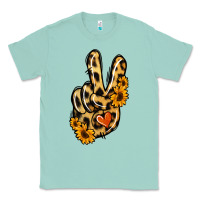 Seafoam Leopard Sunflower Peace Sign Classic Tee - Jasminsmagicworld