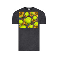 Vintage Black tennis ball with sunflower and racket Vintage Tee - BarkalooDesign