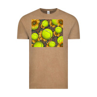 Vintage Coffee tennis ball with sunflower and racket Vintage Tee - BarkalooDesign