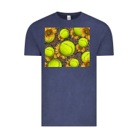 Vintage Denim tennis ball with sunflower and racket Vintage Tee - BarkalooDesign