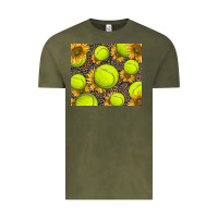 Vintage Olive tennis ball with sunflower and racket Vintage Tee - BarkalooDesign
