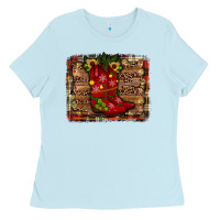 Baby Blue cowboy boots christmas Ladies Tee - JahusDesignShop