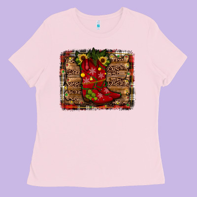 Cowboy Boots Christmas Ladies Tee Designed By Jahusdesignshop