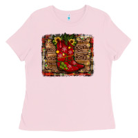 Bubblegum Pink cowboy boots christmas Ladies Tee - JahusDesignShop