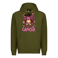 Army Green lets beat cancer afro messy bun Premium Hoodie - texasbilliewilder