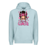 Blue Mist lets beat cancer afro messy bun Premium Hoodie - texasbilliewilder