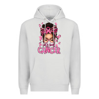 Dove Grey lets beat cancer afro messy bun Premium Hoodie - texasbilliewilder