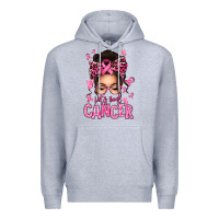 Heather Grey lets beat cancer afro messy bun Premium Hoodie - texasbilliewilder