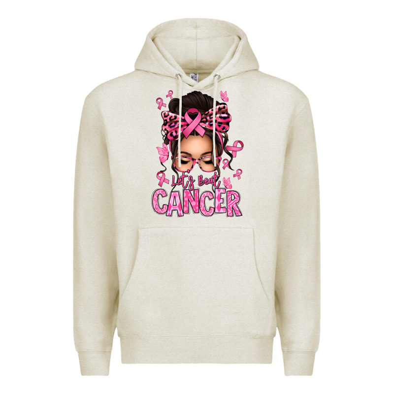 Lets Beat Cancer Afro Messy Bun Premium Hoodie by texasbilliewilder | Teevron