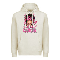 Oatmeal Heather lets beat cancer afro messy bun Premium Hoodie - texasbilliewilder
