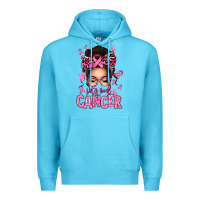 Ocean Blue lets beat cancer afro messy bun Premium Hoodie - texasbilliewilder