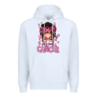 White lets beat cancer afro messy bun Premium Hoodie - texasbilliewilder