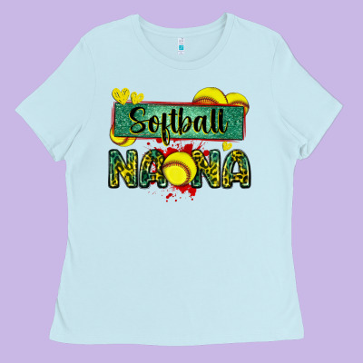 Softball Nana With Leopard Ladies Tee Designed By Zillion Design Studio